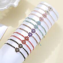 12 Stücke einstellbare, bunte Blumen-Perlen-Armbänder, modischer, boho Strand-Stil Harz-Armbänder Schmuck für Frauen & Mädchen, geeignet für den täglichen Gebrauch, Reisen, Radfahren, Fotografie, Partys, als Geschenk zu Thanksgiving, Valentinstag, Abschluss, Muttertag