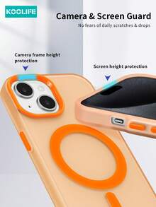 1pc Koolife Magnetic Wireless Charging Magsafe Protective Case With Independent Button, Colorful Contrast, Semi-Transparent Matte Magnetic Shockproof Full Coverage Phone Case, PC+TPU Material, Compatible With IPhone 17 ProMax/17/17 Pro/17 Air/11/12/12 Pro/12 Plus/13/13 Pro/13 ProMax/14/14 Pro/14 ProMax/15/15 Plus/15 Pro/15 ProMax/16/16 Plus/16 Pro/16 ProMax/16e