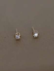 一对 S925 纯银几何圆形方晶锆石可爱优雅百搭耳钉女士