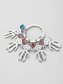 Customized Key Chain, Customized Key Chain With 1 To 4 Names, Personalized Key Chain Gift For Brothers, Sisters, Couples, Families, Halloween, Christmas, Colorful, Cute, Adorable, Funny, Kawaii, Y2K, Stylish, Unisex, Casual, Custom, Personalized, Unique, Customized, Ideal Gifts For Him, Ideal Gifts Junior High School Students, Middle School Students, High School Senior High School Students, College Students, University Students, Freshman, Sophomore, Underclassmen,Delicate Romance,Winter Grace - Silver - View 9