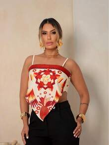 Blouse Scarf Women's Blouse Kit Floral Print Scarf Style Tropical Fashion - 米色 - 查看 2