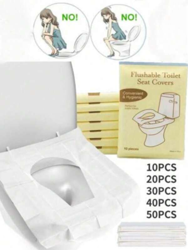 10/20/30/40/50/100 Stück wasserlösliche, wegwerfbare Toilettensitzabdeckungen, tragbare Toilettenkissen, unerlässliche Reiseaccessoires für Reisegepäck, Flugreisen, Camping, Badezimmeraccessoires und Reisebedarf für Frauen