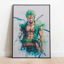 Tranh màu nước in hình nhân vật hoạt hình Zoro, Sanji, tranh anime, tranh trang trí tường chủ đề trò chơi điện tử, tranh ghép, truyện tranh, không khung. - Nhiều màu - Xem 4