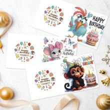 12 Packungen Diamantmalerei Grußkarten - DIY süße Tier Designs mit Umschlägen, handgemachte Geburtstags- und Feiertagskarten, funkelndes Laser Diamant Kunst Set