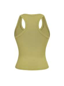 Floreya 女式方领吊带背心，夏季性感简约休闲修身显瘦吊带衫外套，法式无袖露脐上衣，四季皆宜，运动风 - 酪梨綠 - 查看 4