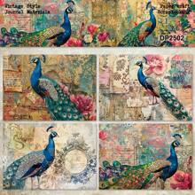 8 Stücke A5 Fantasy Pfau & Blumen Scrapbooking Papier Block, ästhetische einseitige Decoupage Bastelkarton für DIY Journaling, Album Kunst, Geschenkverpackung & dekorative Bastelarbeiten