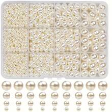 1 Box Of Fashionable Round Beads, 4/6/8/10mm ABS Imitation Pearls, DIY Handmade Production Kit Bracelet Pearl String Necklace Jewelry Production Process Decoration