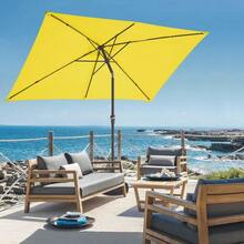 6.5x10 Ft Rectangular Patio Umbrellas Outdoor Market Umbrella With Push Button Tilt And Crank, Rectangle Table Umbrella 6 Sturdy Ribs UV Protection For Pool Garden Backyard Deck, Red - 黃色 - 查看 4