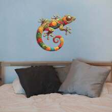 1 Stück 2D Metall Eidechse Wandkunst, Haus, Villa, Garten Deko Eisen Kunstwerk, Frühlings- und Sommer-Outdoor-Festival Dekoration, Landschaftsdekoration, Verschönerung der Umgebung, Innenraum-Wohnzimmerdekoration