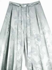Men's Retro Chinese Style Loose Wide Leg Pants, Satin-Like Jacquard Dragon Pattern, Breezy & Breathable, Soft & Comfortable, Spring/Autumn