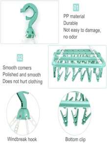 Suszarka do skarpet, wieszak na ubrania z 32 klipsami, wieszak na ubrania do wewnątrz i na zewnątrz, składana obrotowa suszarka do ubrań, odpowiednia do bielizny, skarpetek, małych części garderoby, do użytku na zewnątrz i na balkonie - oszczędzająca miejsce, bez zasilania, wisząca linka na ubrania, wieszak na ubrania, pralnia