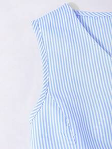 2pcs Teen GirlCasual Pink Floral Striped Tank Top & Wide Leg Pants Set, Spring/Summer