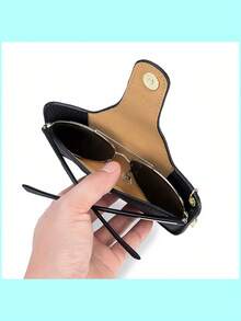 1pc Pressure-Resistant Handmade Leather Sunglasses Case, Anti-Fall Portable Chain Hanging Bag For Sunglasses Storage - Multicolor - View 7