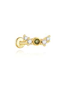 1 Stück Natürlicher Moos Achat 925 Sterling Silber Ohrringe für Frauen, klassischer flacher Rücken Piercing, minimalistisches Geschenk für Mütter, Brautschmuck, hochwertiger Schmuck