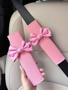 2pcs Car Shoulder Protector Anti Neck Car Extended Seat Belt Cover Car Leather Bow Extended Protective Cover - one-size - View 12