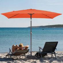 6.5x10 Ft Rectangular Patio Umbrellas Outdoor Market Umbrella With Push Button Tilt And Crank, Rectangle Table Umbrella 6 Sturdy Ribs UV Protection For Pool Garden Backyard Deck, Red - Orange - View 4