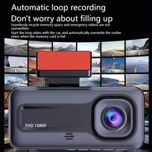1080P Triple Camera Car Dash Cam – Front/Rear/Inside Recording, With Infrared Night Vision, Loop Recording, Wide-Angle DVR, 2.0-Inch IPS Screen, Dashboard Video Recorder,150mAh Lithium Battery
