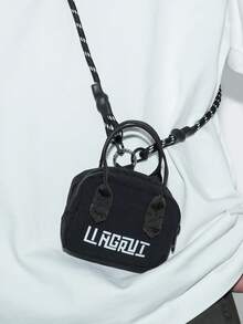 Mini Premium Keychain Earbud Pouch Stylish Lightweight Decorative Small Bag Charm - Black - View 1