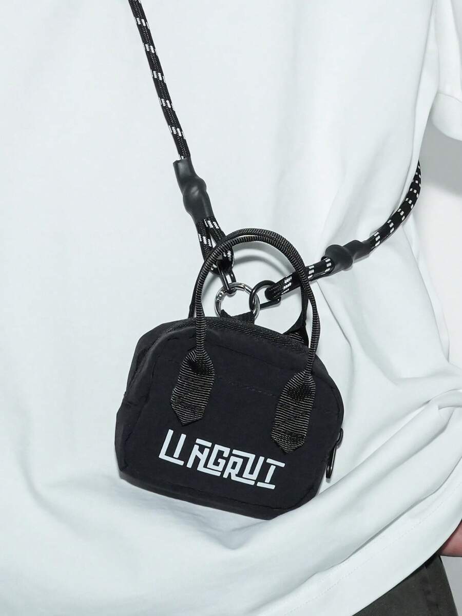 Mini Premium Keychain Earbud Pouch Stylish Lightweight Decorative Small Bag Charm - Black - View 1
