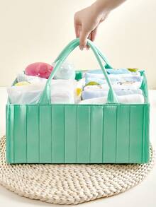 1pc Baby Diaper Basket, Fashionable Diaper Caddy Organizer, Newborn Diaper Storage Basket, Essential Baby Gift (Available In Brown, Pink, Green) - Multicolor - View 3