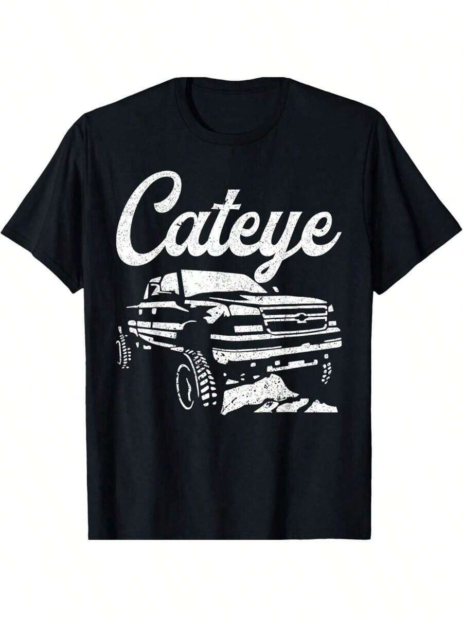 Cateye Chevys Truck T-ShirtComfortable And Minimalist Stylish T-Shirt Digital Printed Pure Cotton T-Shirt - Black - View 1