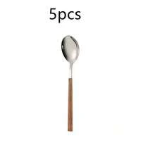 5/20/30pcs Stainless Steel Cutlery Set With Wooden Handles, Includes Knife, Fork, Spoon, Teaspoon, Suitable For Home Kitchen, Hotel, Party Use