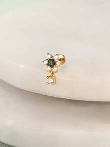 1 Stück Natürlicher Moos Achat 925 Sterling Silber Ohrringe für Frauen, klassischer flacher Rücken Piercing, minimalistisches Geschenk für Mütter, Brautschmuck, hochwertiger Schmuck