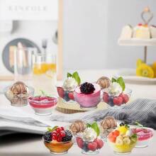 25 Stücke/50 Stücke durchsichtige Mousse Becher, Mini Schälchen für Desserts, Puddings, Vorspeisen, Dips, geeignet für Party, Geburtstag, Feiertag, Hochzeit, Dessertbecher und kleine Schüsseln