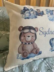 1-Piece Custom-Designed Personalized Teddy Bear Print Pillowcase, Personalized Name Pillowcase, Personalized Children's Gift, Nursery Decoration, Baby Shower Gift. - Multicolor - View 3