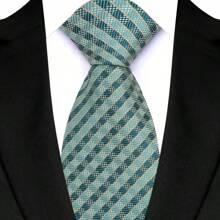 GOADAFOO Corbata de moda de 8 cm de ancho para hombre, de color verde con rayas, flores, cuadros y puntos. Corbata tejida jacquard para novio, negocios, boda y fiesta