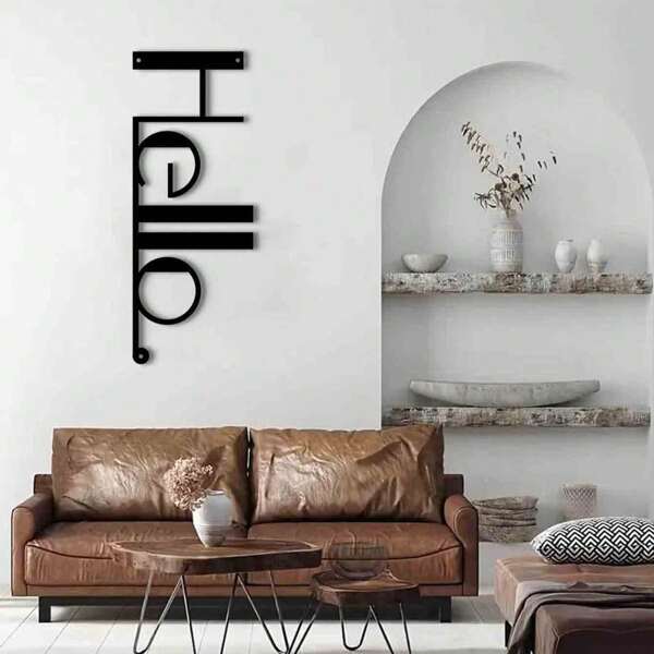 1 pieza Cartel de arte de pared de metal encantador "Hola" - Decoración para interiores/exteriores de 11.8 pulgadas para jardín, patio, porche o sala de estar