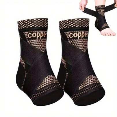 Unisex Copper Compression Ankle Brace With Breathable Support And Stable Design To Enhance Blood Circulation, Suitable For Daily Fitness And Exercise