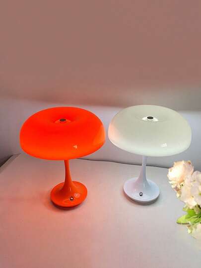 1pc Modern LED Mushroom Table Lamp, Fashionable Plastic Design, Rechargeable, 3 Color Temperatures & Dimmable, Suitable For Bedroom, Living Room And Home Decoration, Gift, Holiday Decor