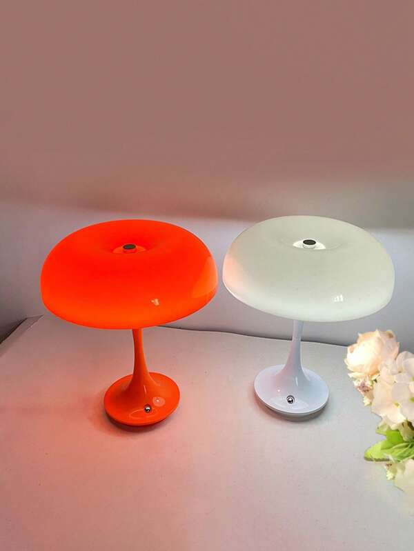 1pc Modern LED Mushroom Table Lamp, Fashionable Plastic Design, Rechargeable, 3 Color Temperatures & Dimmable, Suitable For Bedroom, Living Room And Home Decoration, Gift, Holiday Decor