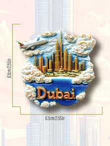 1pc UAE Abu Dhabi City Architecture Fridge Magnet, Dubai Burj Khalifa Tower Travel Souvenir Gift, High-End Home Decor Magnetic Sticker - Multicolor - View 12