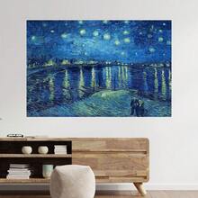 Framed Van Gogh Canvas Wall Art: Starry Night Over The Rhône Oil Painting Picture Reproduction Room Decor, Famous Art Prints Valentine's Day Gift,Framed Poster - Framed - View 4
