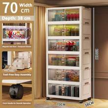 5/4/3/2/1 Layer Clothes Storage Box, Home Closet Organizer Folding Plastic Container Cabinet With Door, Large Capacity For Women Storage Organizer Travel Essentials Back To School