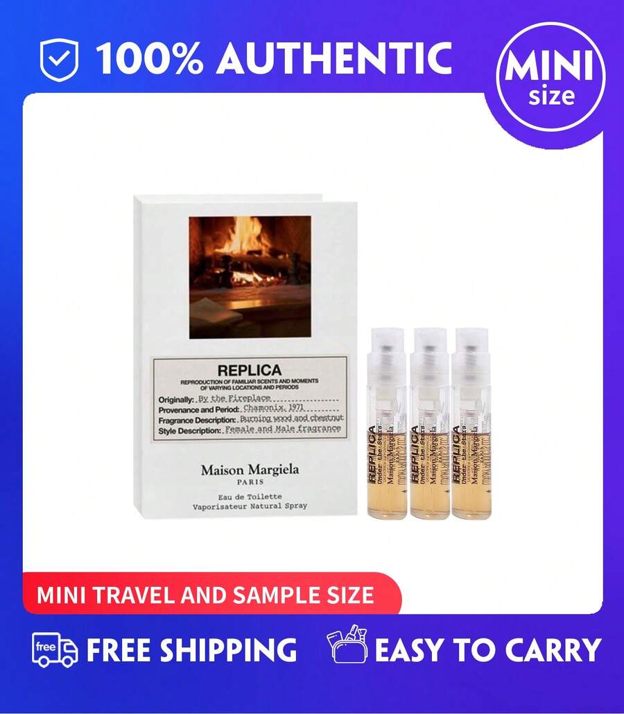 Maison 'Replica By' The Fireplace Eau De Toilette With Chestnut, Vanilla, And Clove Oil,Mini Splash EDT 7ml/0.2 Fl.Oz, Spray 1.2mL / 0.04 Fl.Oz, Travel Mini - 3.6ml(1.2ml*3支)迷你旅行裝 - 查看 1