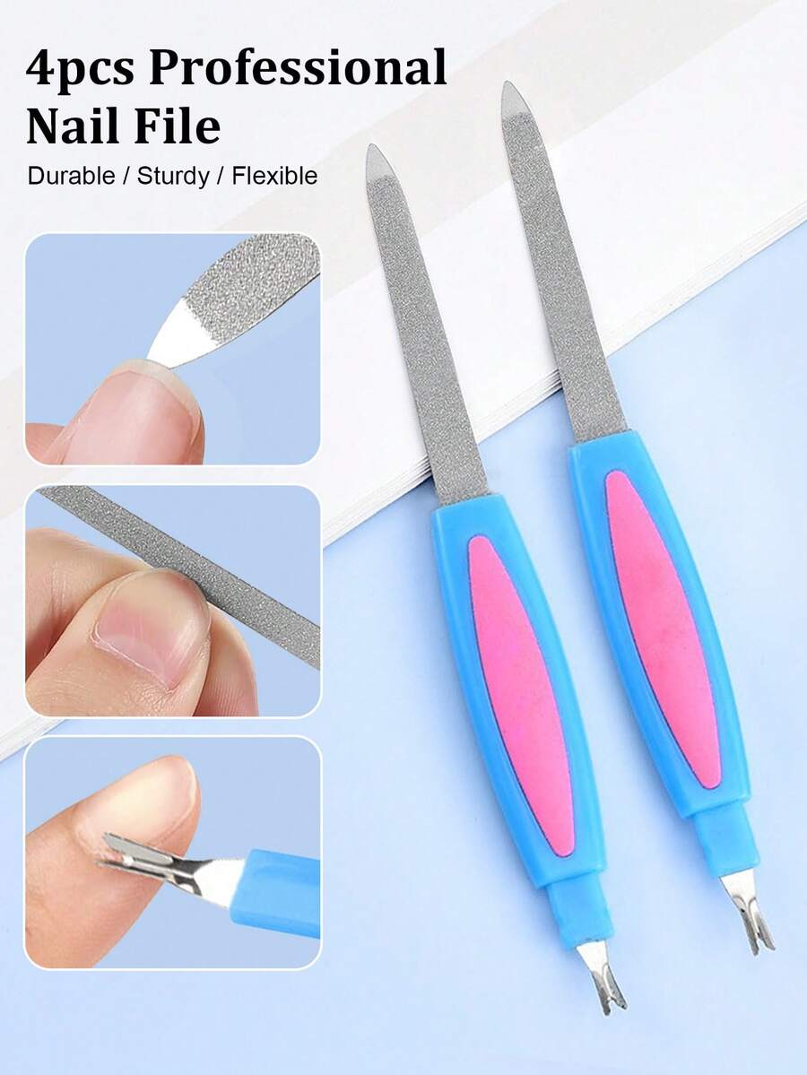 Beautizon Nailartlab 4Pcs/8Pcs 3 In 1 Multi-Functional Stainless Steel Nail File Strips, Exfoliating Dead Skin, Cleaning Nails And Sanding And Polishing Manicure Tools, Easy To Operate, Suitable For Nail Salon Pedicure, Manicure Tool Set - Multicolor - View 1