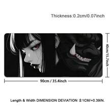 1 grote Anime Girls and Demons gaming-muismat met cool zwart design - dikke, antislip rubberen basis, gemakkelijk schoon te maken, nauwkeurige randen, rechthoekige bureau-onderlegger voor gamers en op kantoor, bureau-onderlegger, opvallend karakterontwerp, gemakkelijk schoon te maken oppervlak