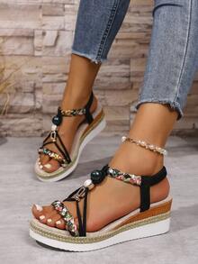 Women's Platform Wedge Sandals, Ladies Casual Slip-On Slide Sandals, Comfortable Summer Shoes - Multicolor - View 5