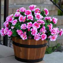 4 Realistic Artificial Flowers - UV Resistant Fabric Bouquet, Suitable For Indoor And Outdoor Decoration, Perfect For Potted Plants, Porch, Terrace, Balcony, Garden, Courtyard - No Container Required, Artificial Outdoor Flowers