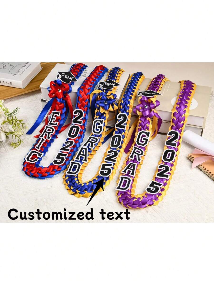 1pc Personalized Graduation Wreath, Personalized Text Grad Ribbon,Personalized Ribbon Wreath - Graduation Shawl And Logo,Handcrafted Satin Garland With Grad Cap, Customized Text Graduation Shoulder Strap, Customized Graduation Shawl Designed By You, Customized 2025 Grade Graduation Gift, Creative Graduation Gift,Grad Gifts - Latte Art - View 1