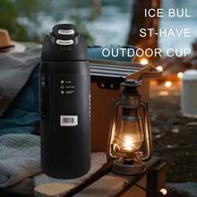 Owa Laa Black Mug 32 Oz (945 Ml) With Straw, Holds Heat For Over 24 Hours, Insulates Hot And Cold, Makes Coffee, Frozen Drinks, Beautiful Look, Exquisite Craftsmanship, Great For Camping, Work, Indoor And Outdoor Use! - 黑色 - 查看 4