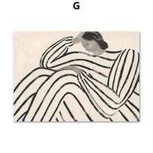 1 件可选框架现代简约墙面艺术线条女孩身体抽象波西米亚高清帆布海报印刷家居卧室客厅装饰 - 彩色 - 查看 56