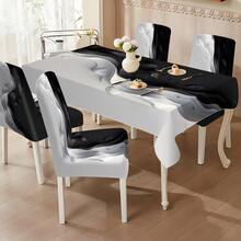 1/4/6pcs Black And White Patchwork Texture Chair Cover Set, Suitable For Indoor Home/Restaurant/Hotel Modern Daily Decoration. Elastic Tablecloth Suitable For Square Tables, Chair Covers Can Be Washed - YT-069 - View 6