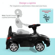 HOMCOM Macchinina per Bambini Cavalcabile con Volante, Fari e Musiche Integrate, Età 18-36 Mesi, 63.5x28x36cm - nero - Visualizzare 7
