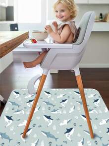 1pc Cute High Chair Mat, Baby Splash Mat, Suitable For Under High Chair/Arts & Crafts, Waterproof Anti-Spill Mat, Non-Slip Splash Guard, Washable, Also Can Be Used As Tablecloth