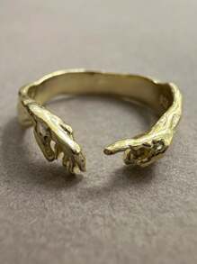 1 pièce Bague unique minimaliste "La main de Dieu donnant la vie à Adam" pour femmes et hommes. Bijou de mode, cadeau idéal, réglable