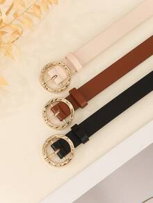 13件套女士优雅奢华手工简约方形扣PU皮革腰带，百搭连衣裙、T恤、裤子、休闲装、办公、通勤、节日礼物 - 彩色 - 查看 4